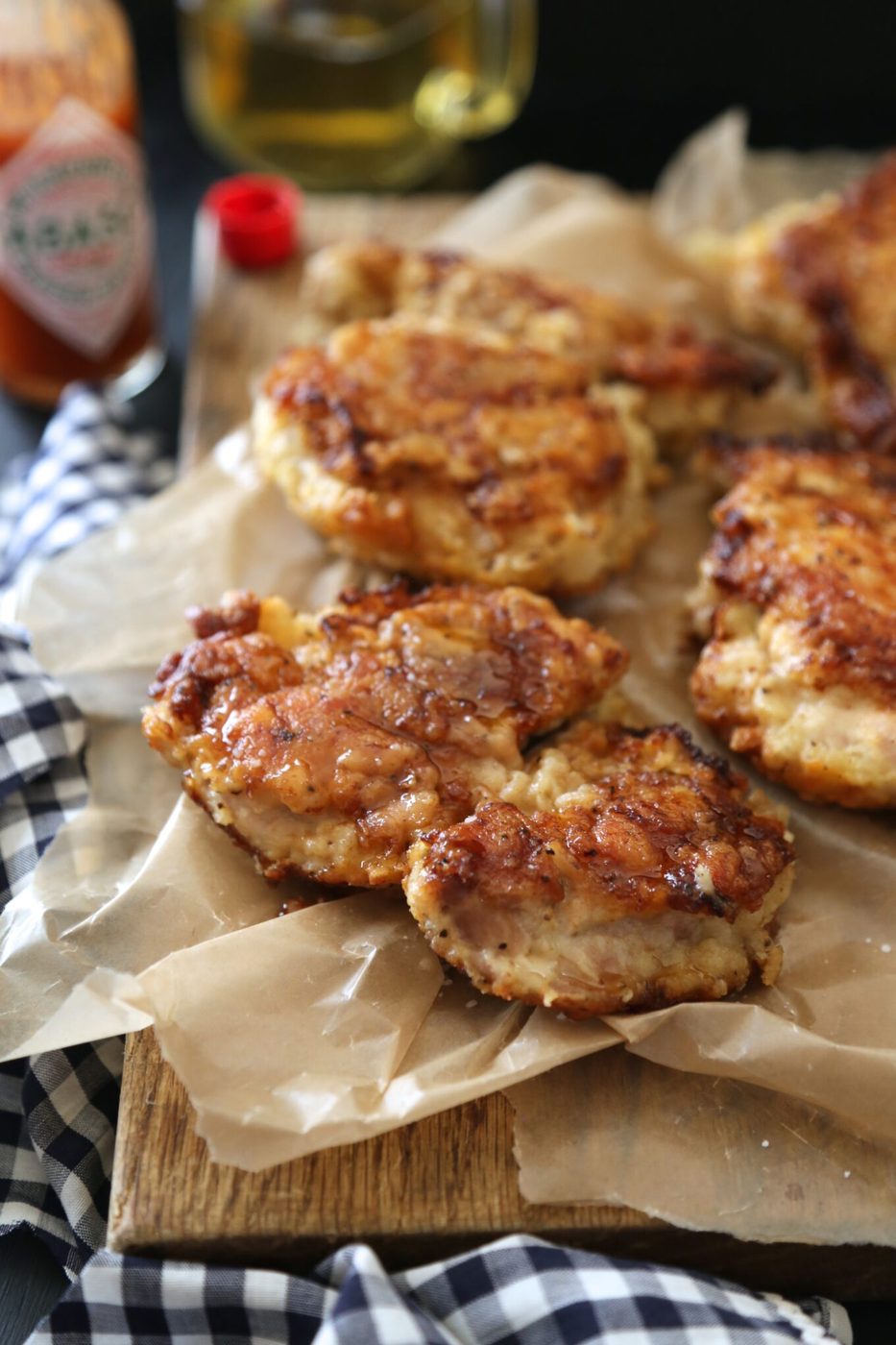 Tabasco honey sauce on 15-minute skillet fried chicken