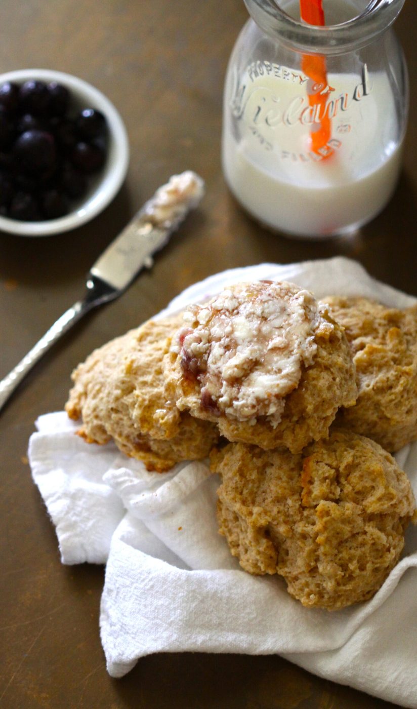 Blueberry banana butter on 20 minute buttermilk biscuits