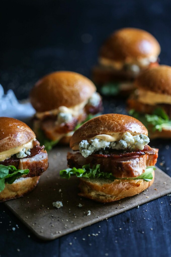 Applewood Bacon Pork Loin Filet Sliders with Pumpkin Aioli