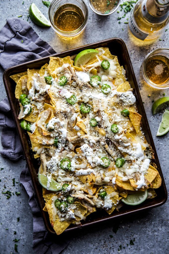 Sheet Pan Verde Chicken Nachos