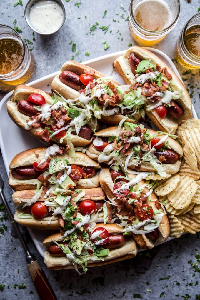 simple cobb style hot dogs