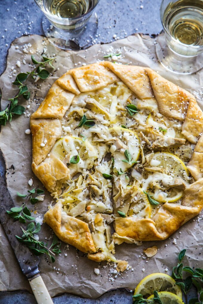 Lemon, Feta, and Artichoke Galette