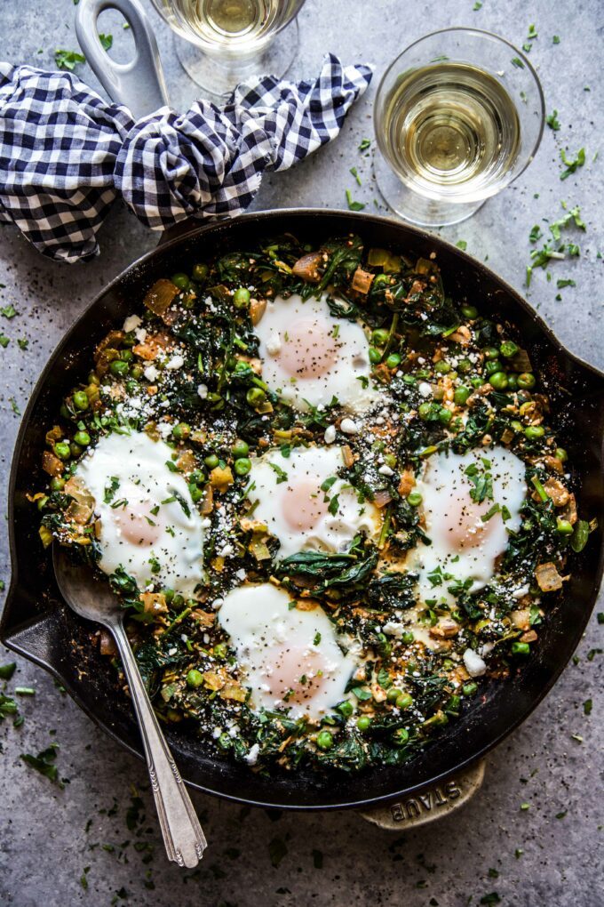Feta, Spinach, & Pea Shakshuka 41 Popular Recipes to Cook in March!