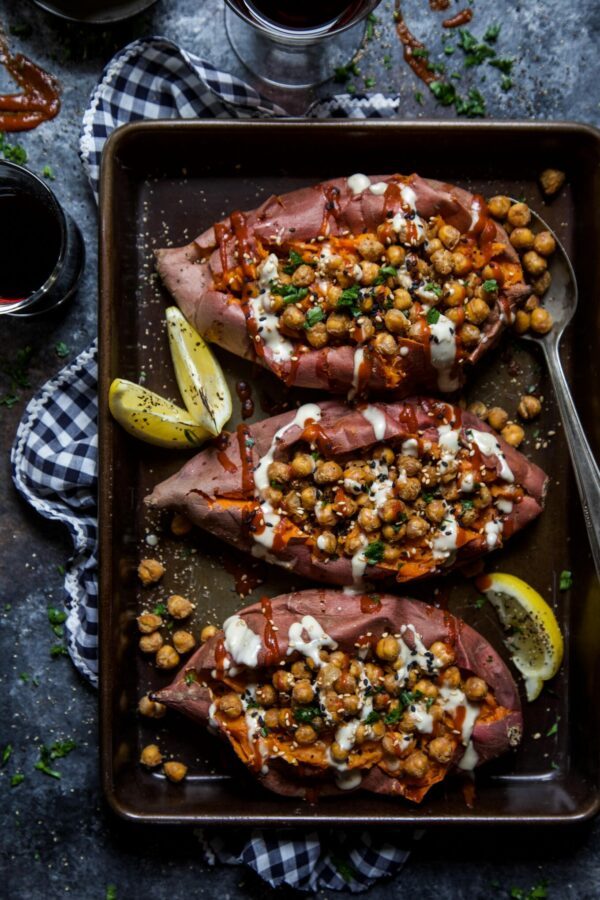 Toasted Sesame Chickpea Stuffed Sweet Potatoes with Ginger Tahini 45 Popular Recipes to Cook in February