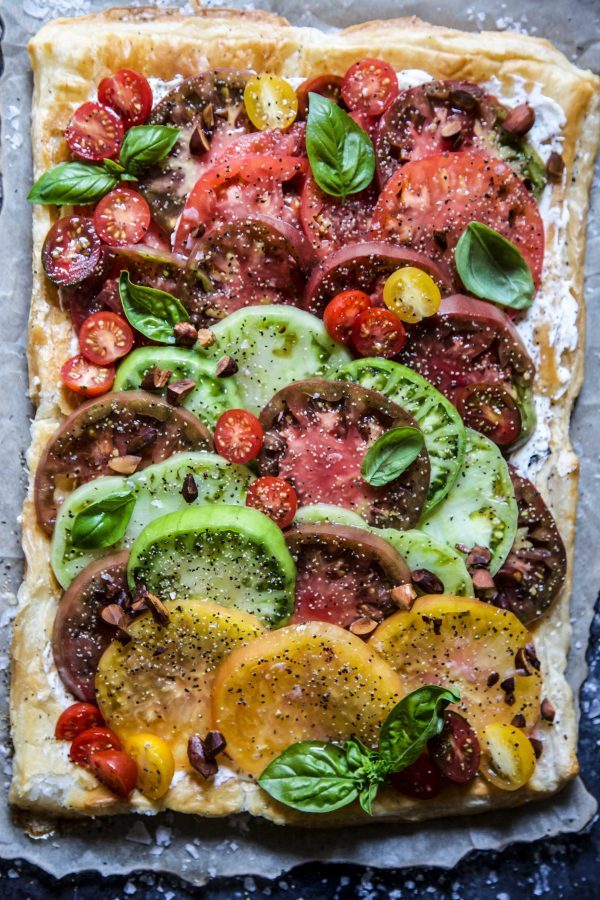 Simple Tomato Tart with Almond Vinaigrette.
