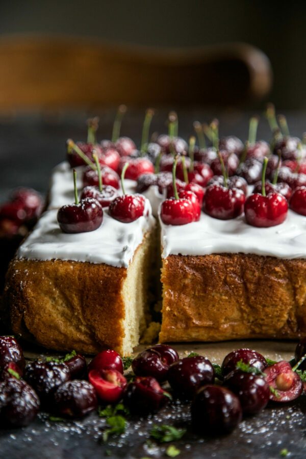 Cherry Party Cake with Bourbon Marshmallow Frosting