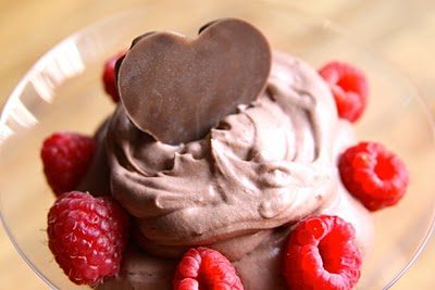 Chocolate Orange Mousse, finished with Raspberries and Chocolate Heart