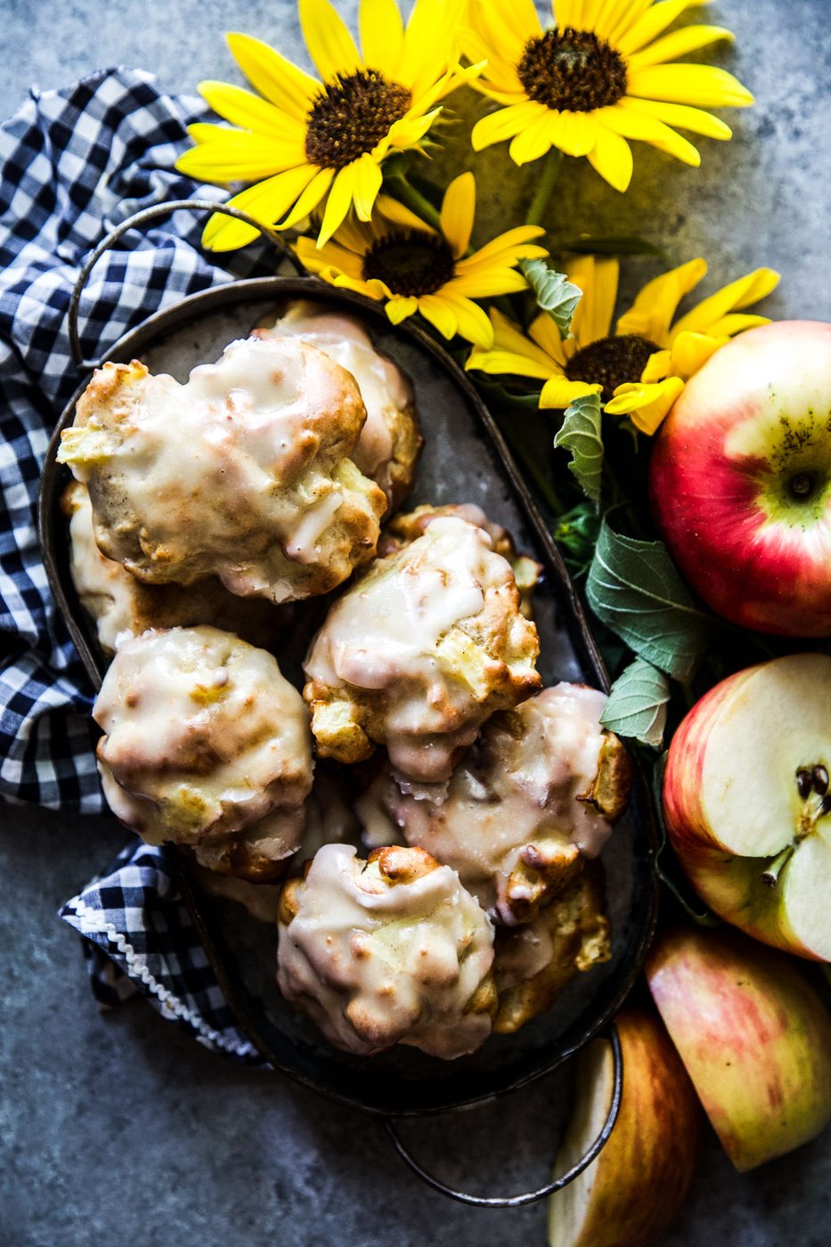 Vanilla Glaze on air Fryer Apple Fritters