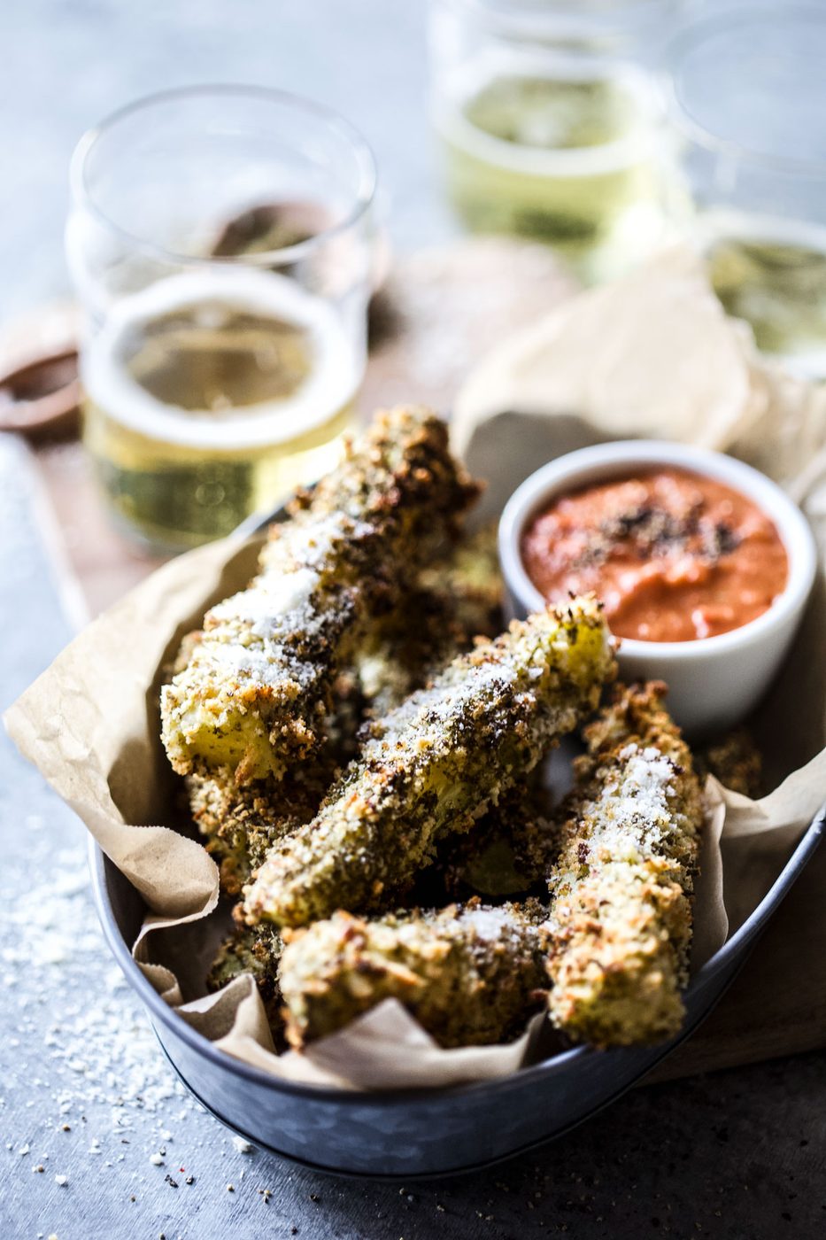 Air Fryer Za'atar Pickles with Bloody Mary Sauce