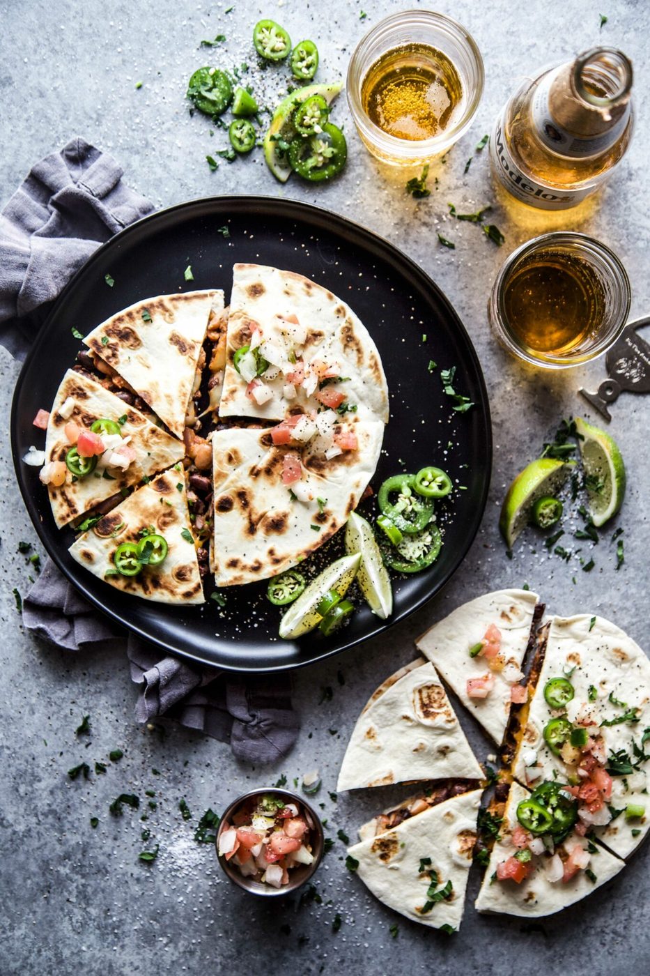 Al Pastor Three Bean Quesadilla