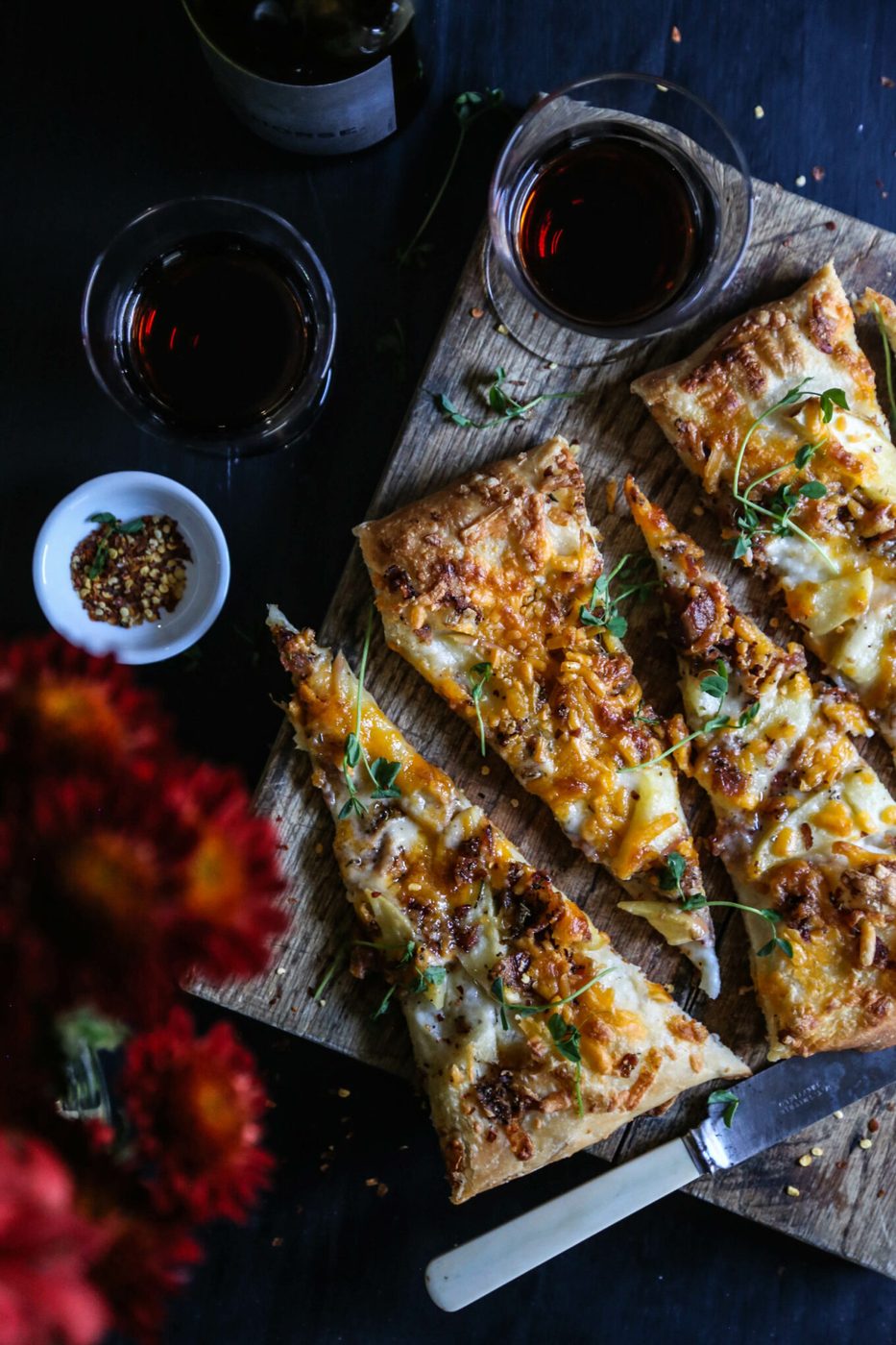 Apple Cheddar Rosemary Bacon Pizza