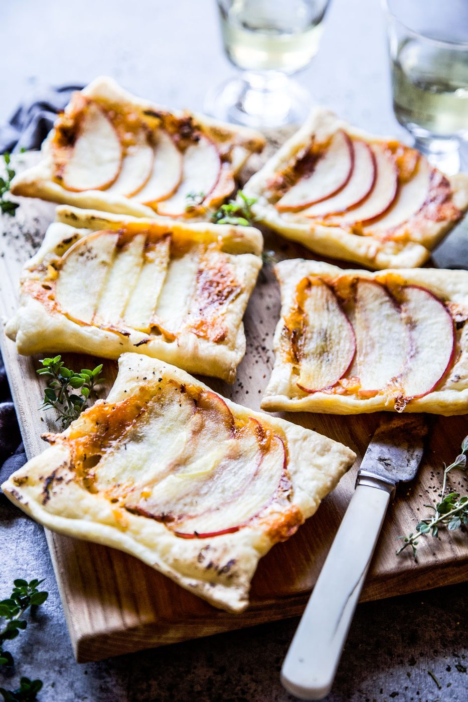 Apple & Cheddar Upside Down Tart with Caramelized Rum Onions