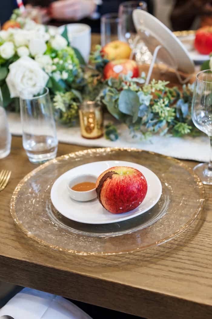 apple filled with frozen apple ice cream