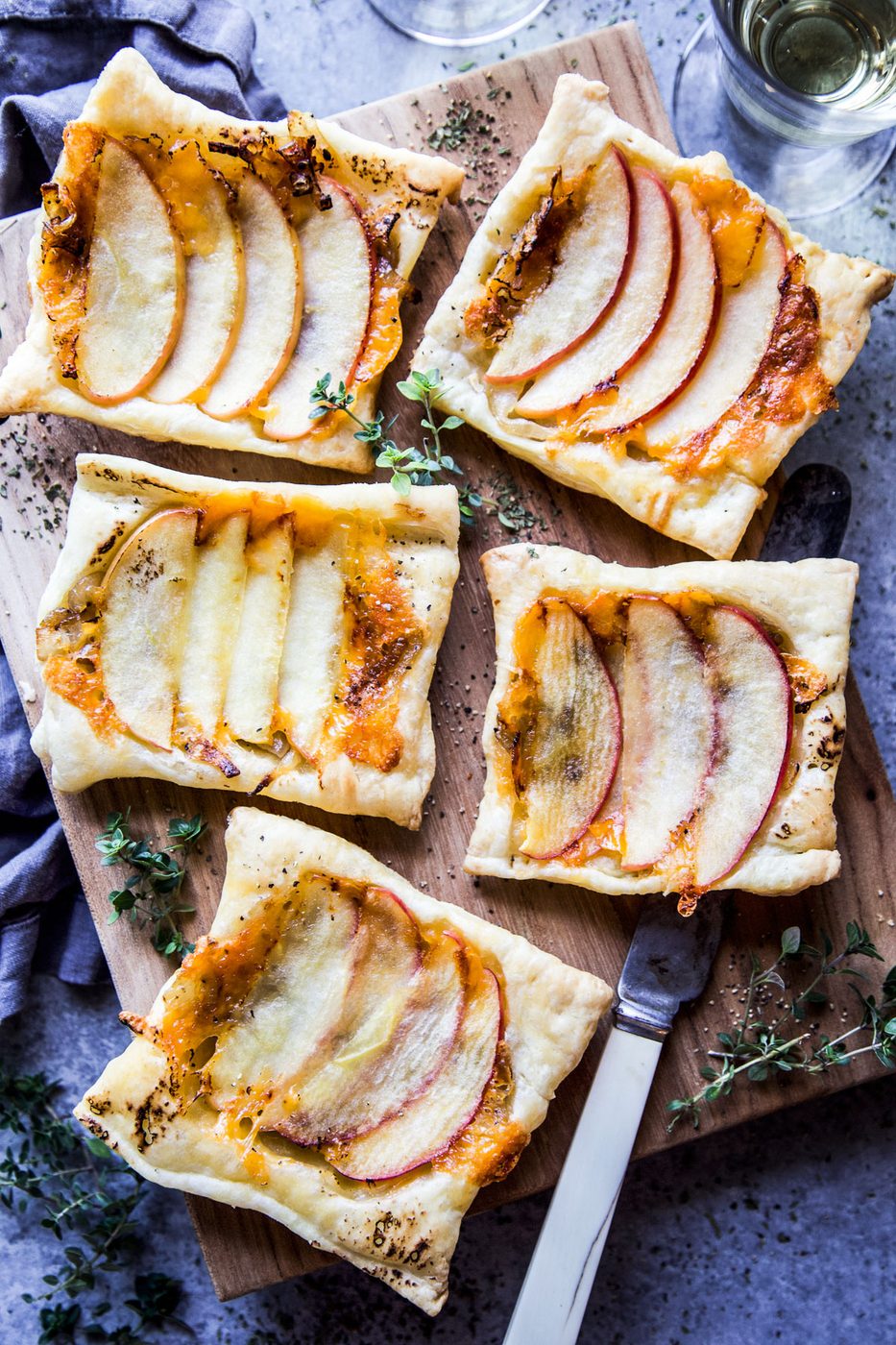 Caramelized Rum Onions on apple & Cheddar Upside Down Tart