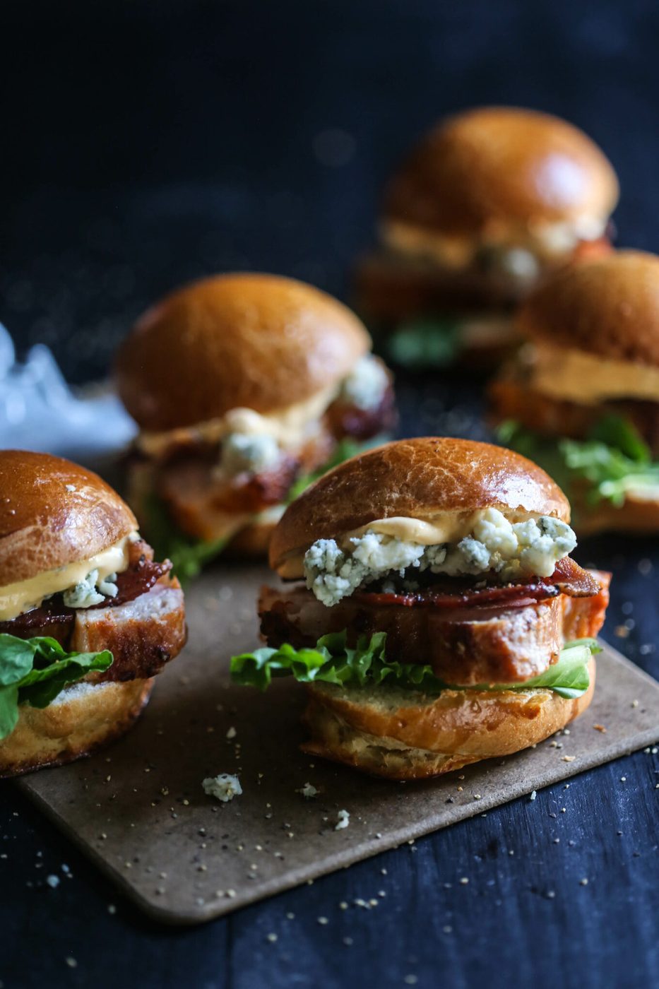 Pumpkin Aioli on applewood Bacon Pork Loin Filet Sliders