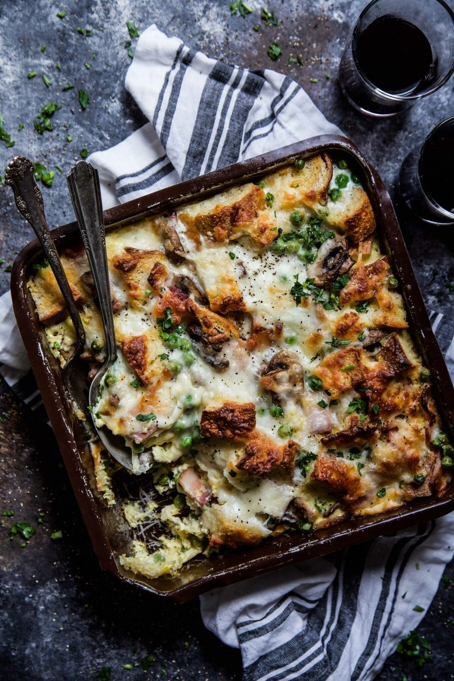 Bacon, Burrata & Smoked Mozzarella Strata