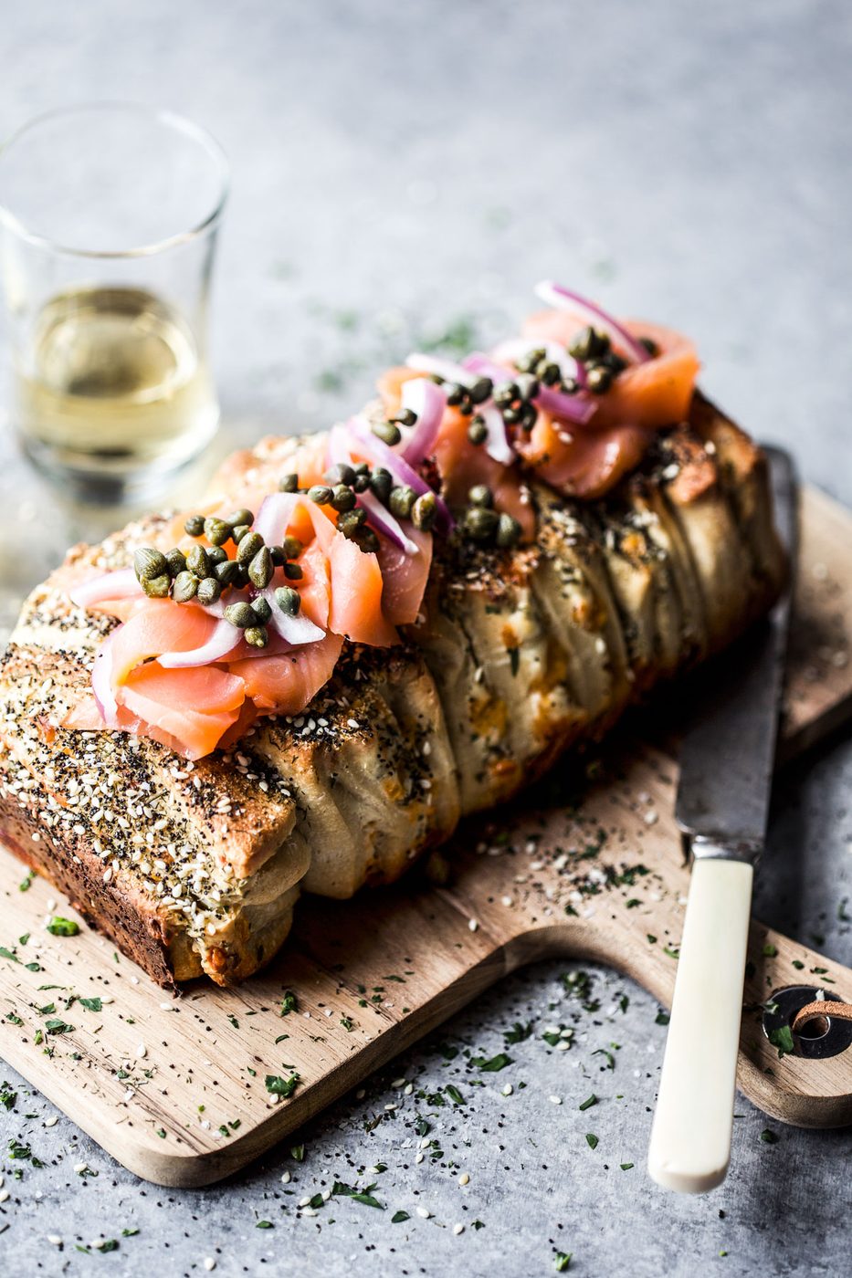 Cream Cheese Bagel & Lox Pull-Apart Loaf