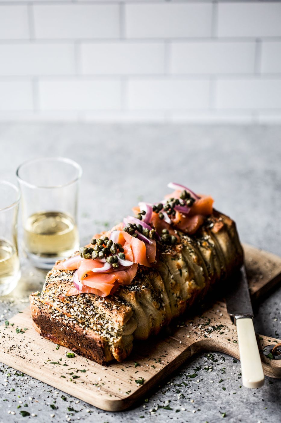 Cream Cheese Bagel & Lox Pull-Apart Loaf