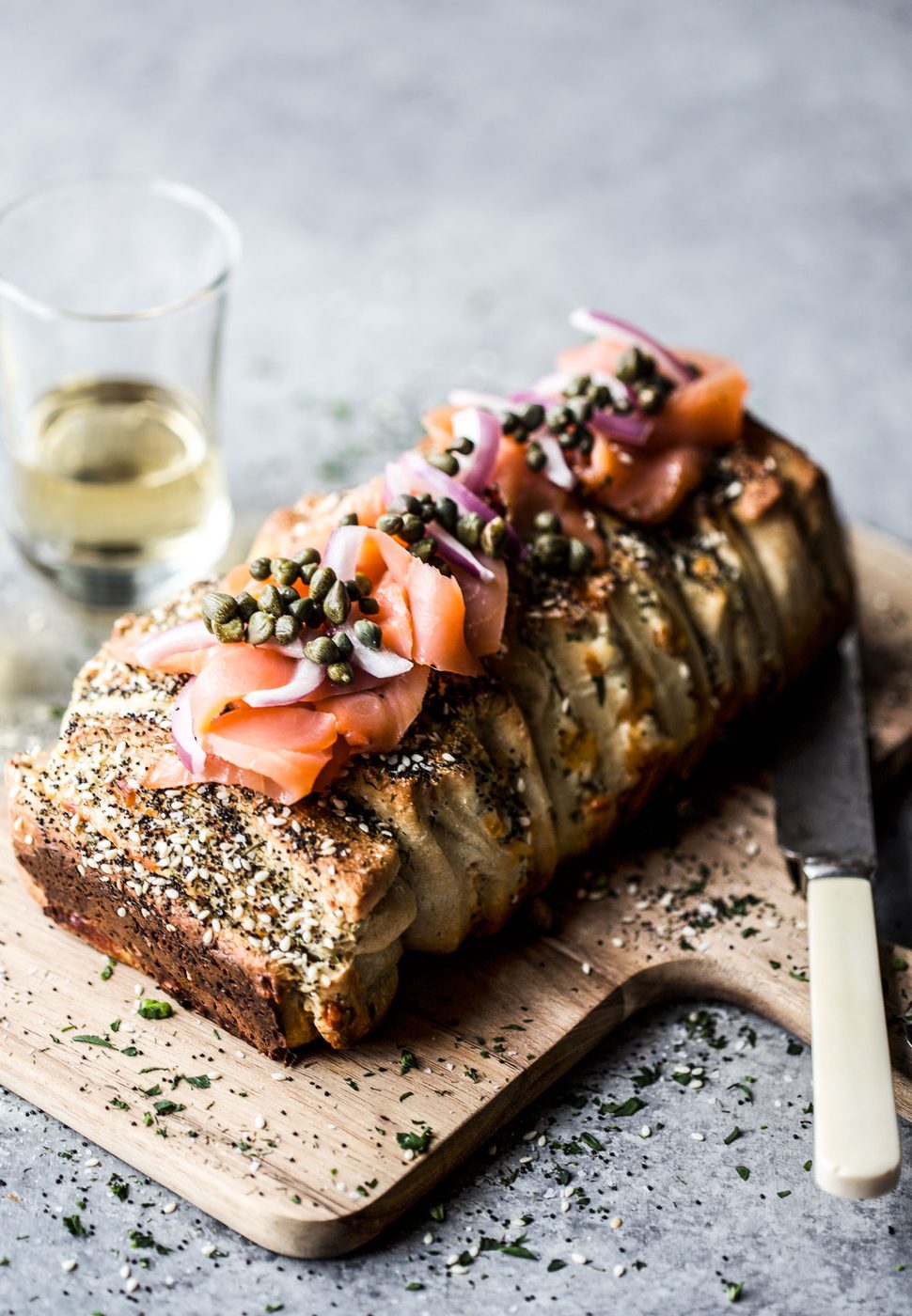 Cream Cheese Bagel & Lox Pull-Apart Loaf