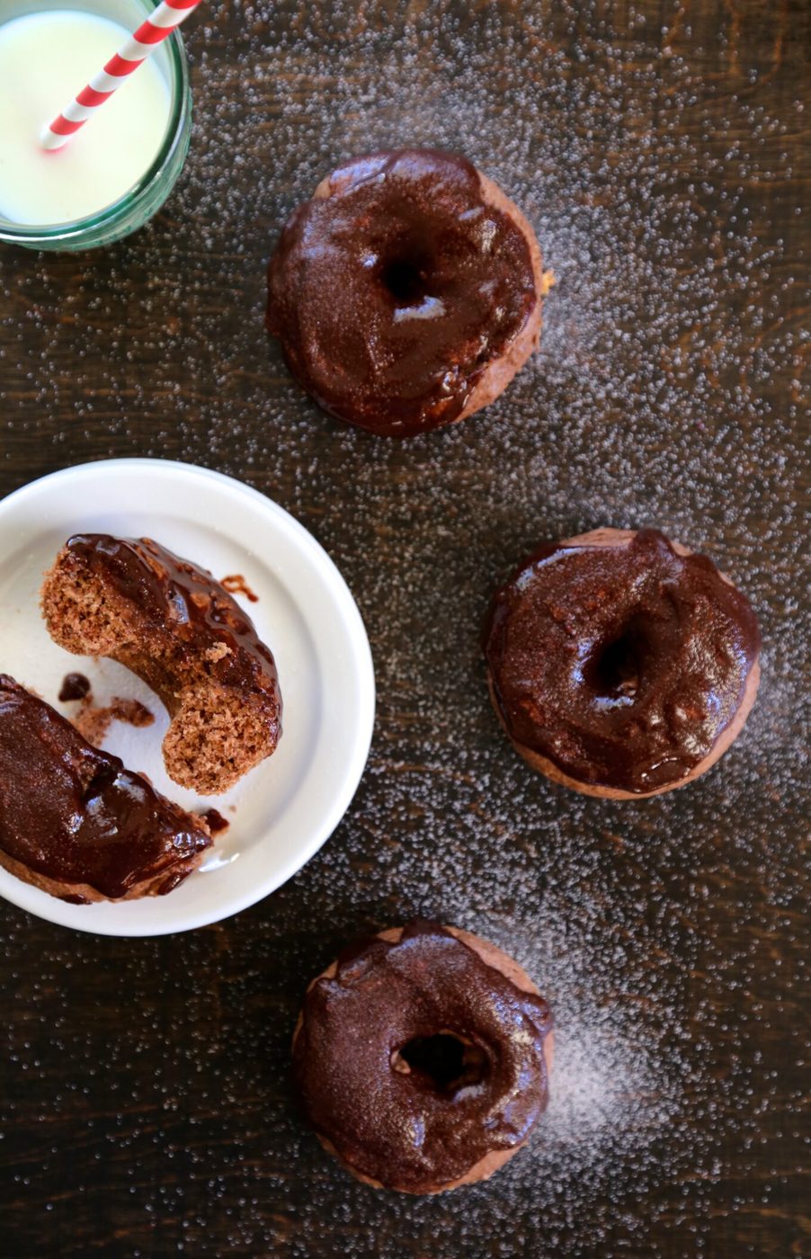 Baked Chocolate Doughnuts with Chocolate Glaze & Cherry Kool Aid Powder www.climbinggriermountain.com