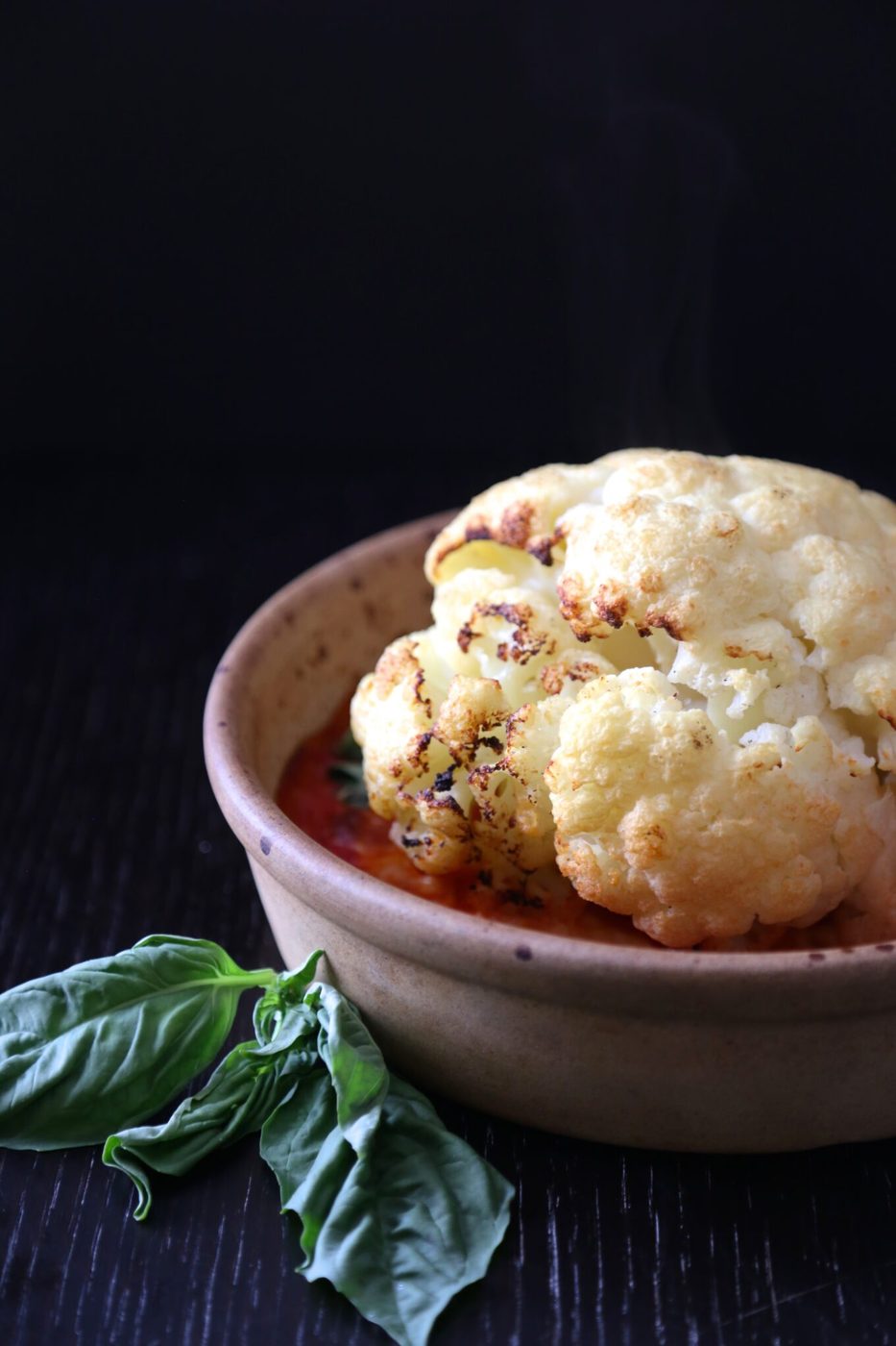 Baked italian cauliflower, finished with mozzarella & basil