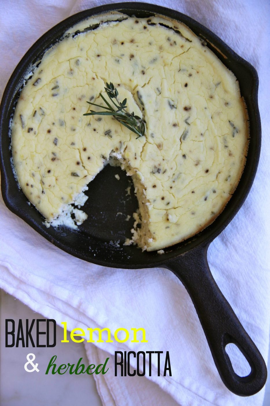 Lemon and herbed ricotta, baked