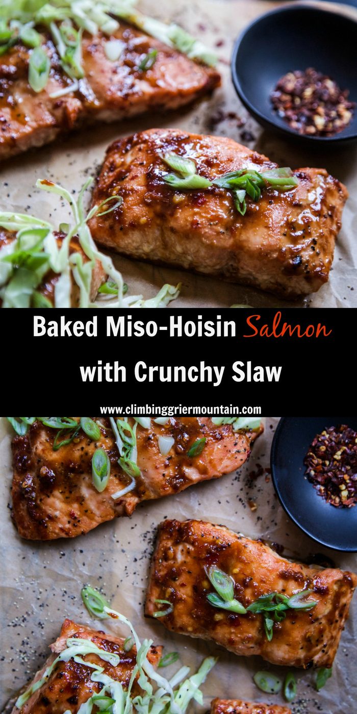 Baked Miso-Hoisin Salmon with Crisp Slaw