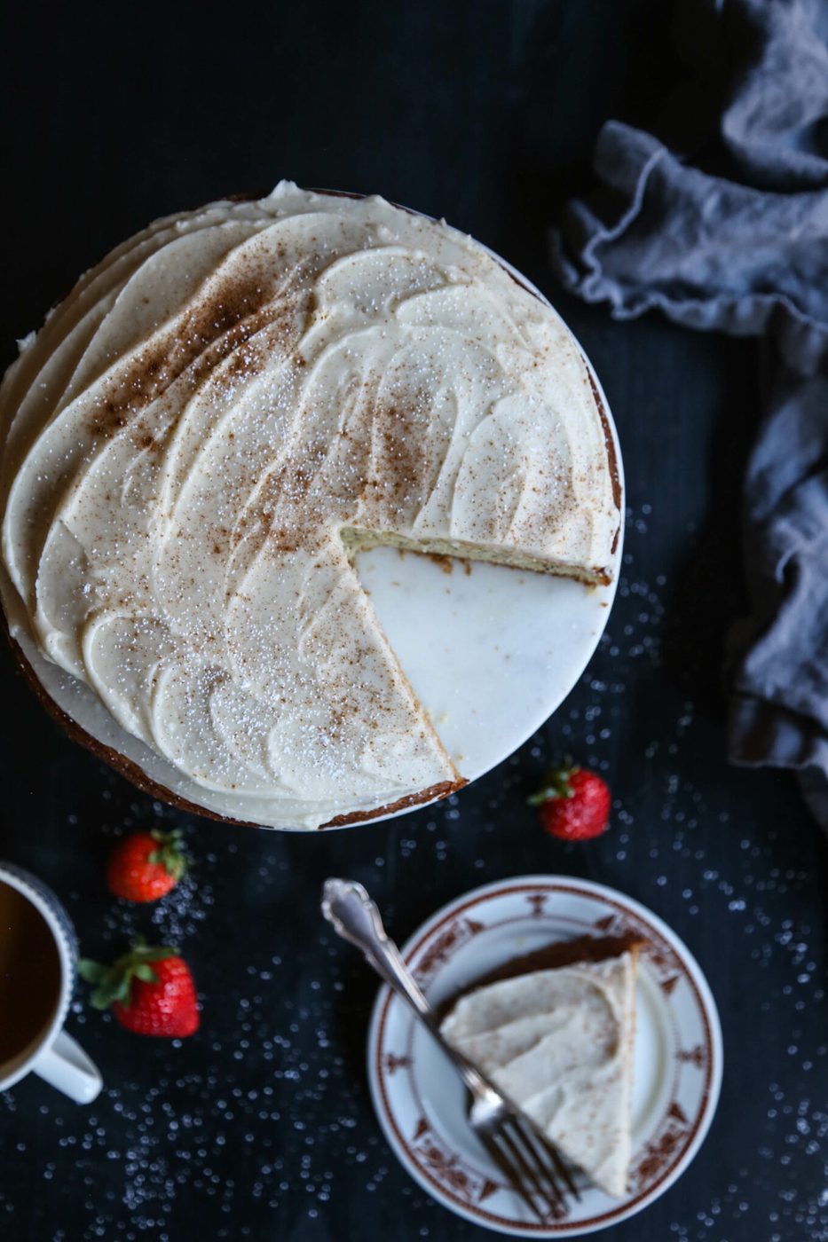 Chai Vanilla Frosting on banana Cake