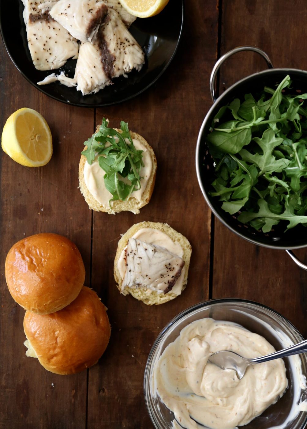 barramundi sliders with honey and lemon saffron aioli