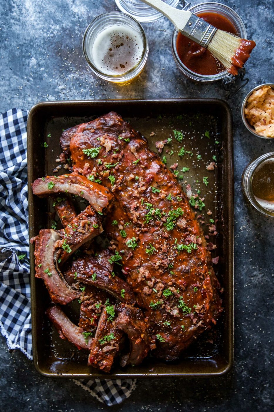 Crispy Bacon on bBQ Pimento Cheese Glazed Ribs