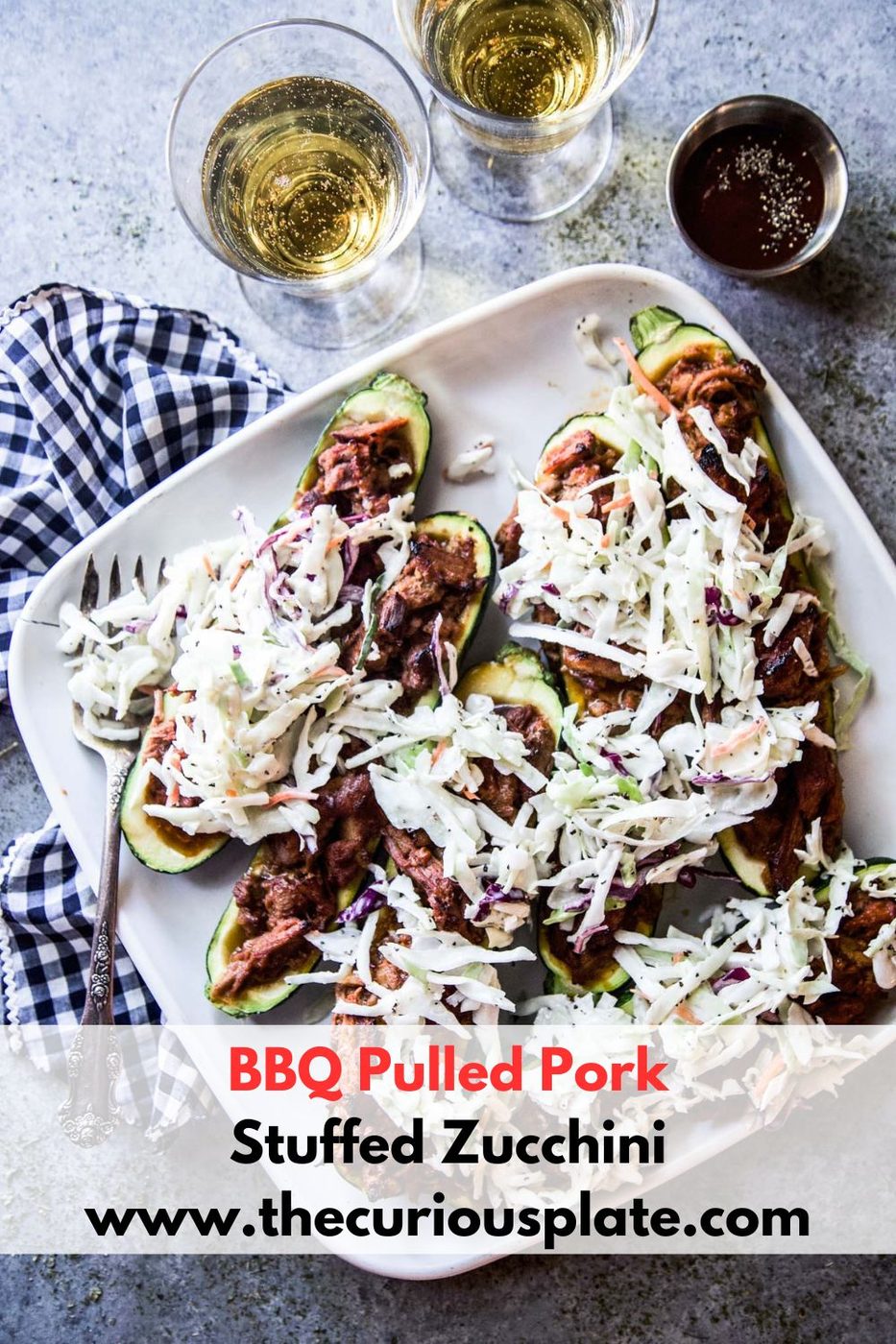 BBQ Pulled Pork Stuffed Zucchini