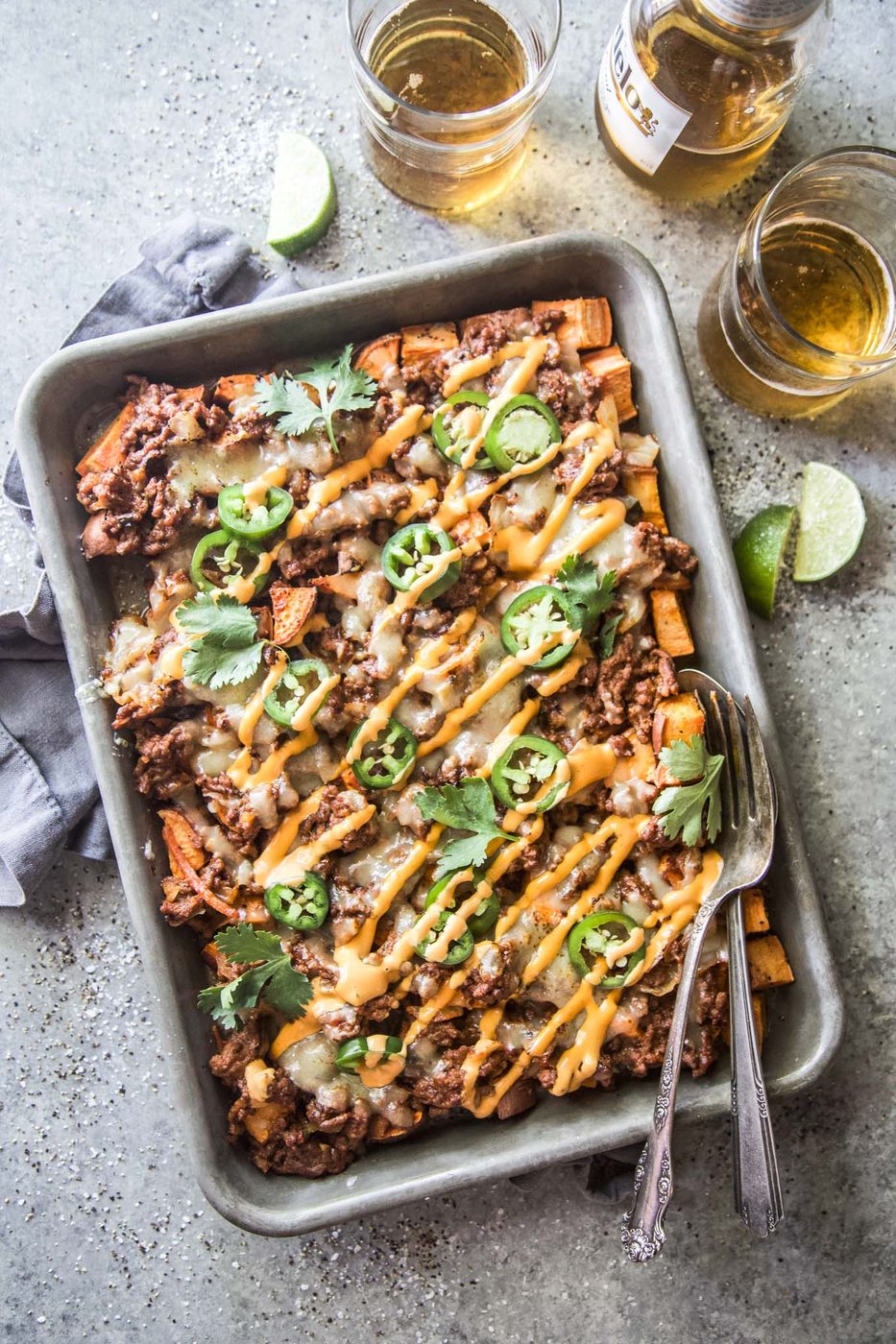 Beef & Kimchi Sweet Potato Nachos
