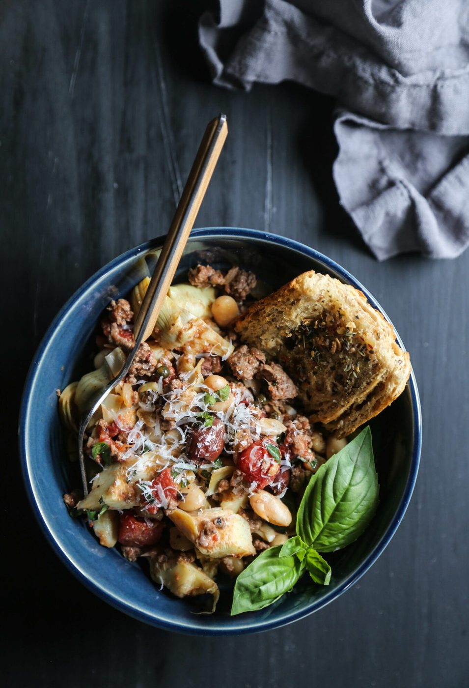 Beef Puttanesca with Garlic Bread www.climbinggriermountain.com II
