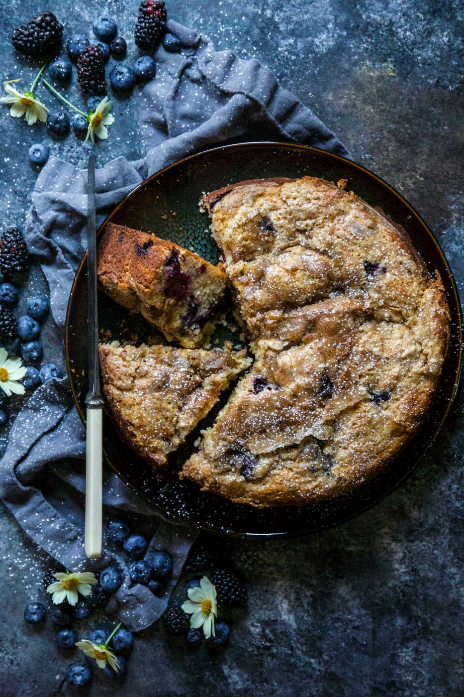 Cardamom Sugar on blueberry And Blackberry Tahini Cake