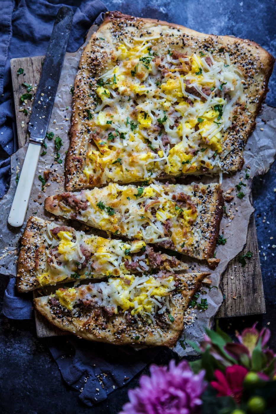 Everything Bagel Crust on breakfast Pizza