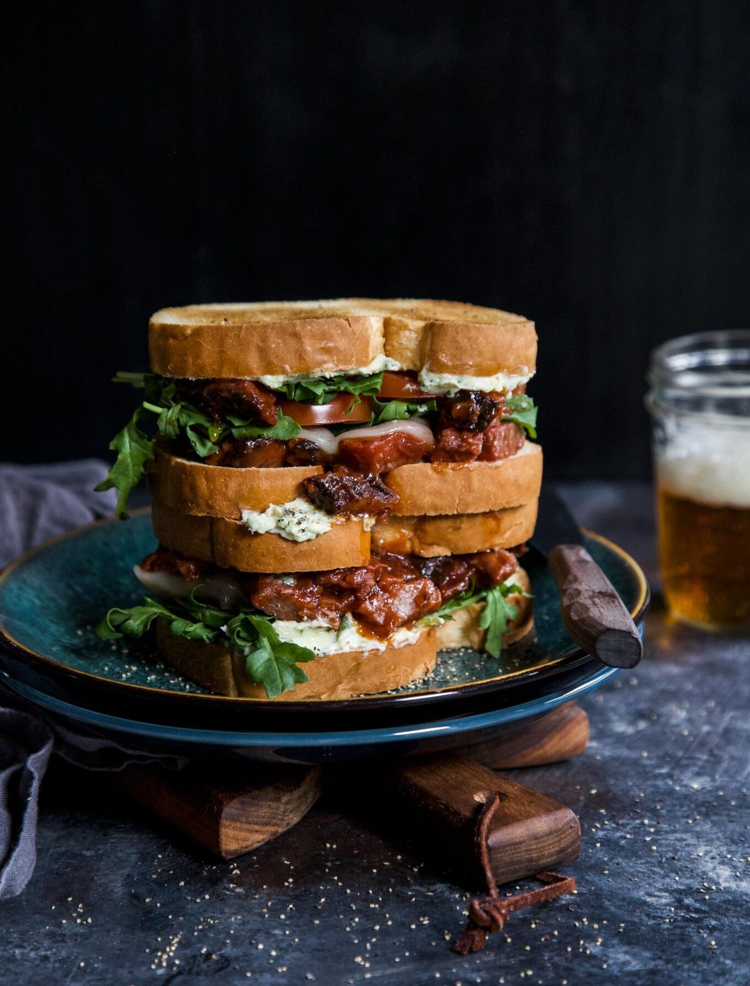 Garlic Gorgonzola Butter on brisket Burnt Ends Grilled Cheese Sandwich