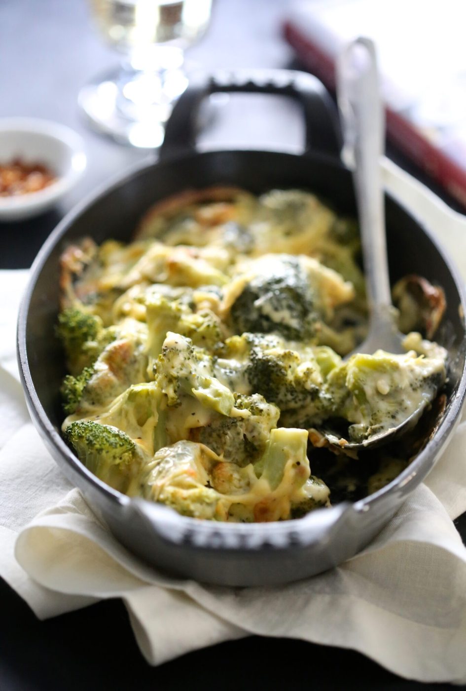 broccoli white cheddar gratin www.climbinggriermountain.com