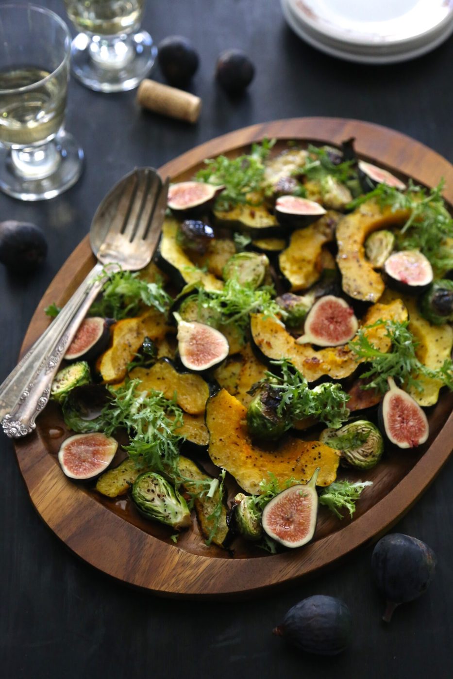 Brussel sprout & ginger roasted squash salad