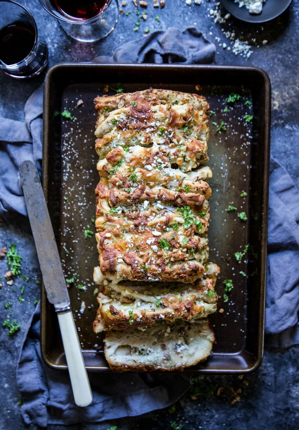Brussels Sprout Pecan & Blue Cheese Pull Apart Pizza