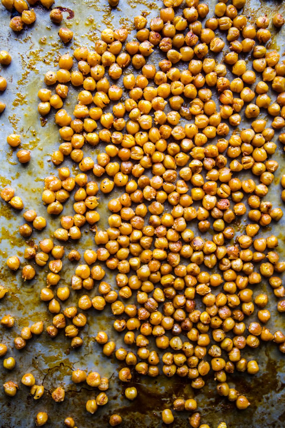 chickpeas on a roasting sheet
