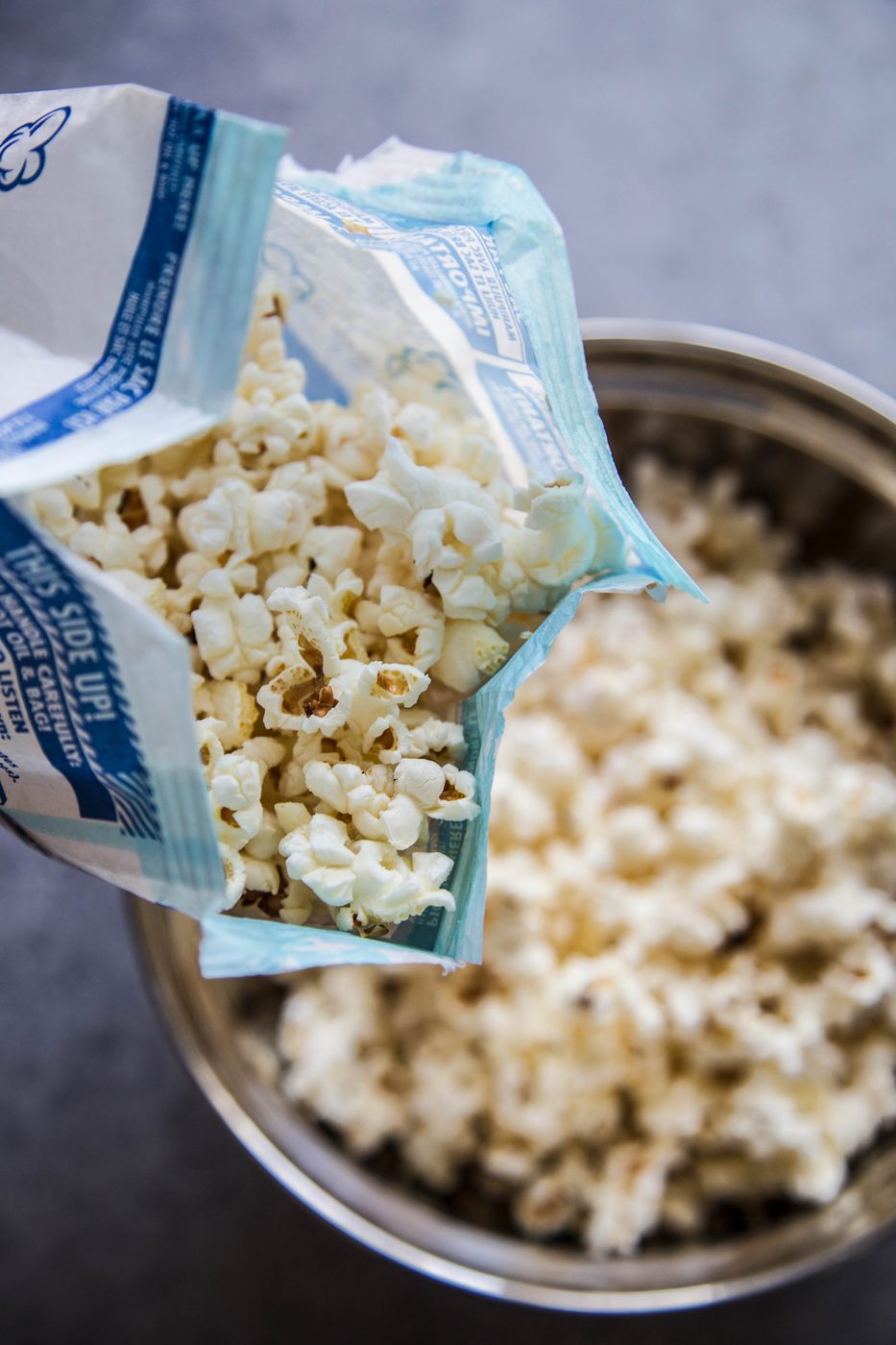 microwave popcorn in a bowl