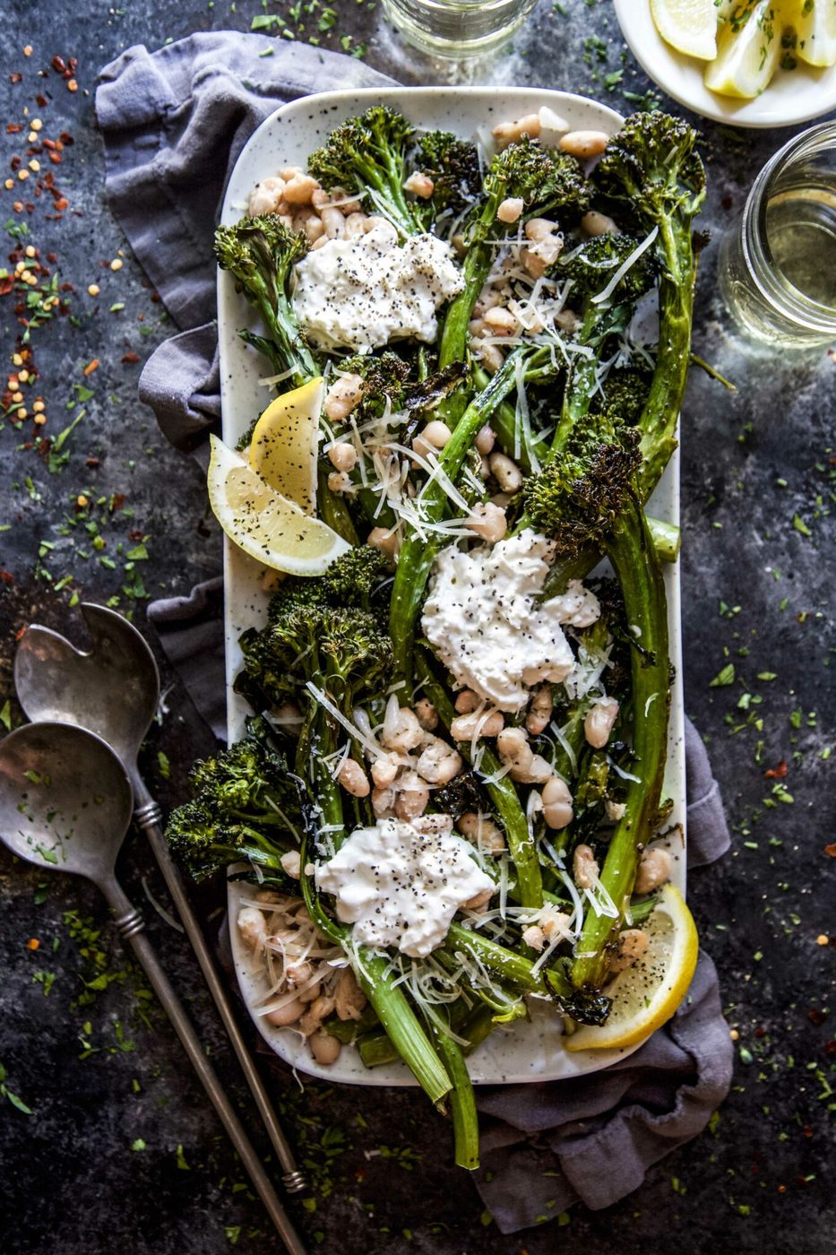 Cacio e Pepe Broccolini, finished with Burrata