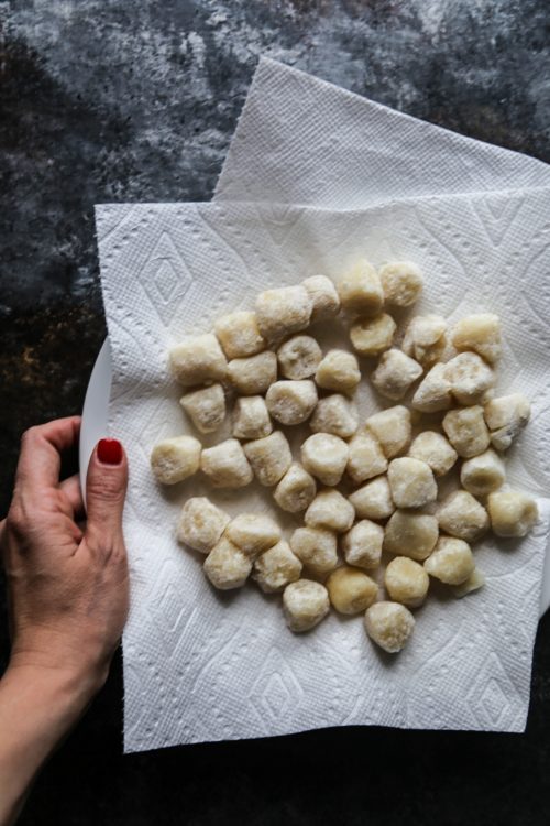 cauliflower gnocchi frozen on a plate