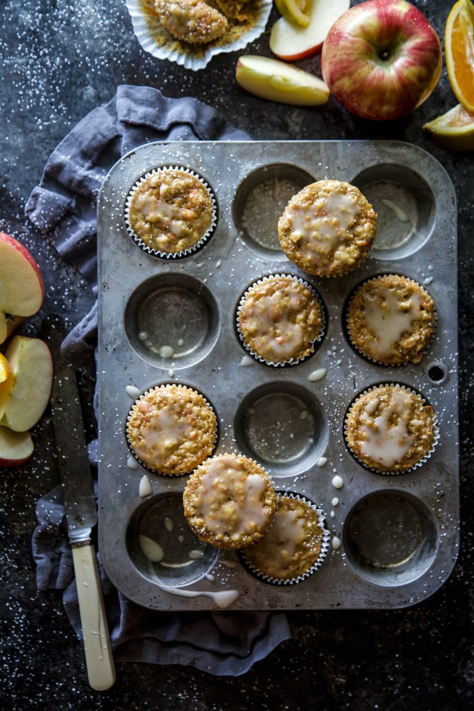 Carrot Apple Muffins, finished with Citrus Glaze