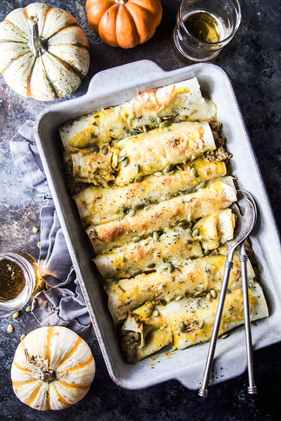 Cheesy Beef and Pumpkin Enchiladas