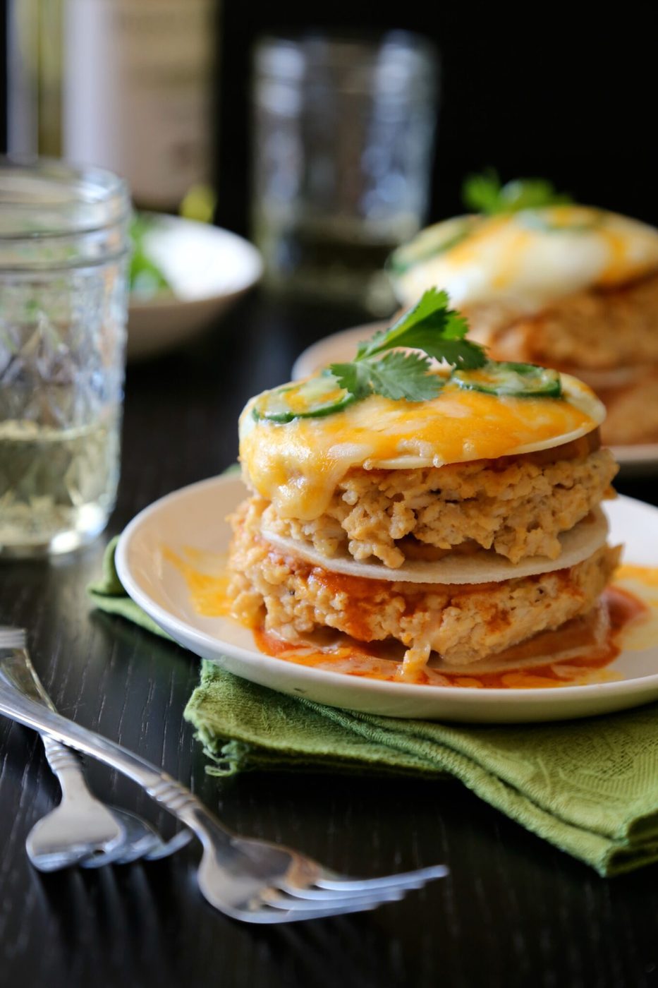 cheesy chicken enchilada 'double' stacks www.climbinggriermountain.com