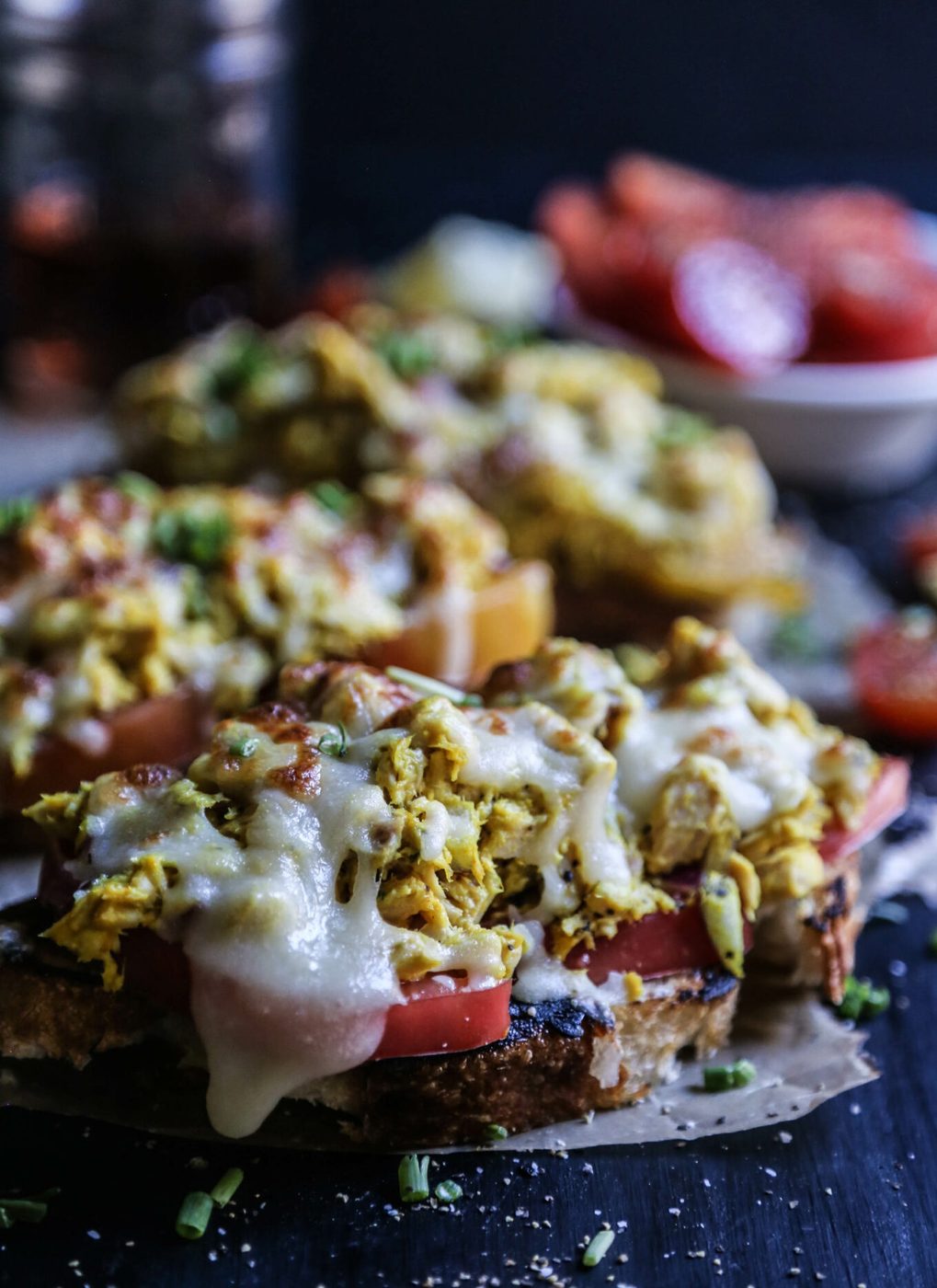 Cheesy Turmeric Tuna Hummus Melts