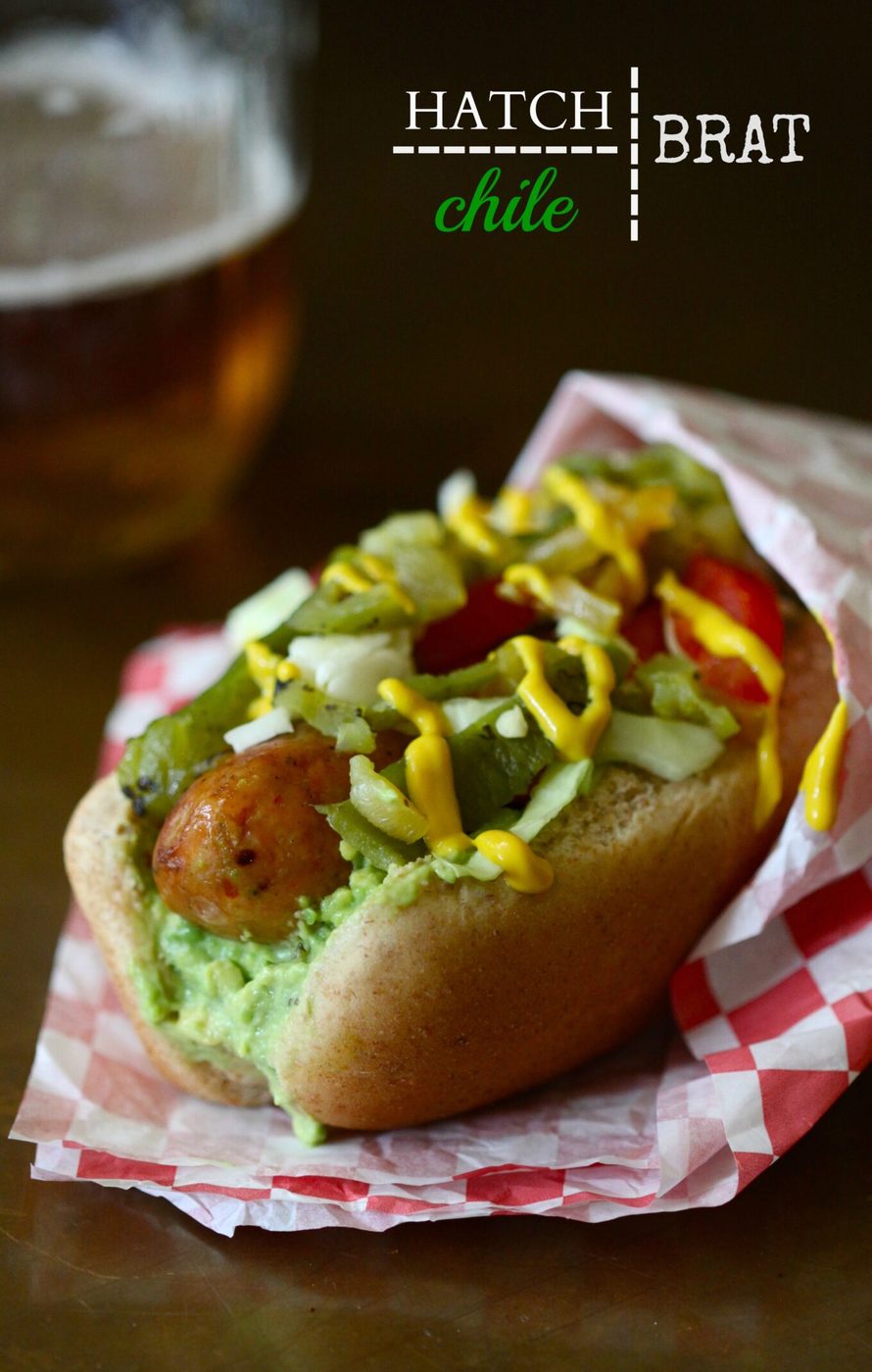 Andouille Chicken Sausage Brats, finished with Hatch Chiles