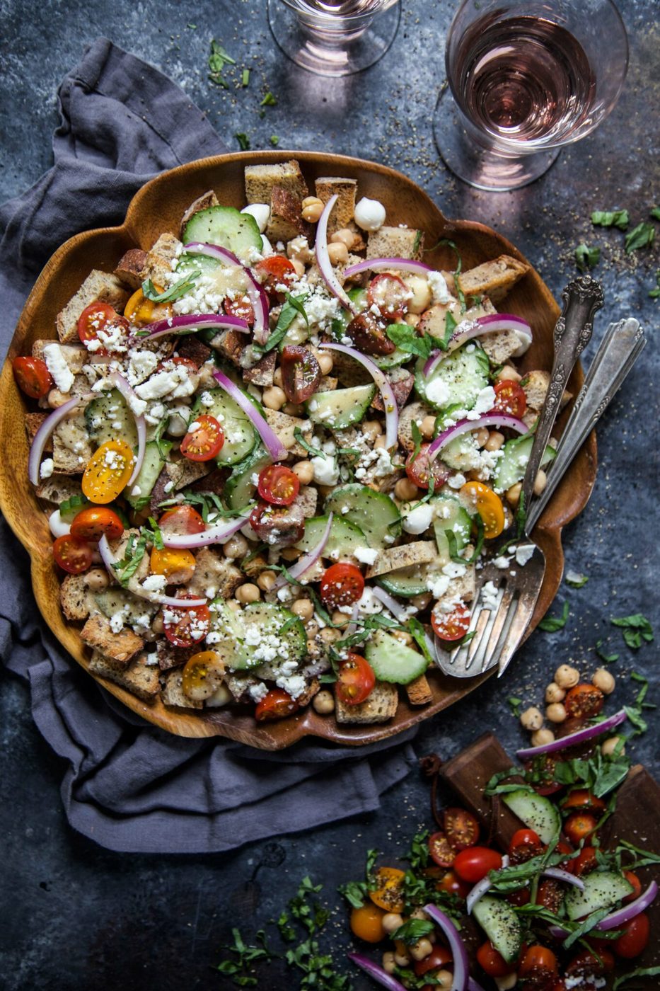 Chickpea Panzanella, finished with Hummus Vinegar Dressing