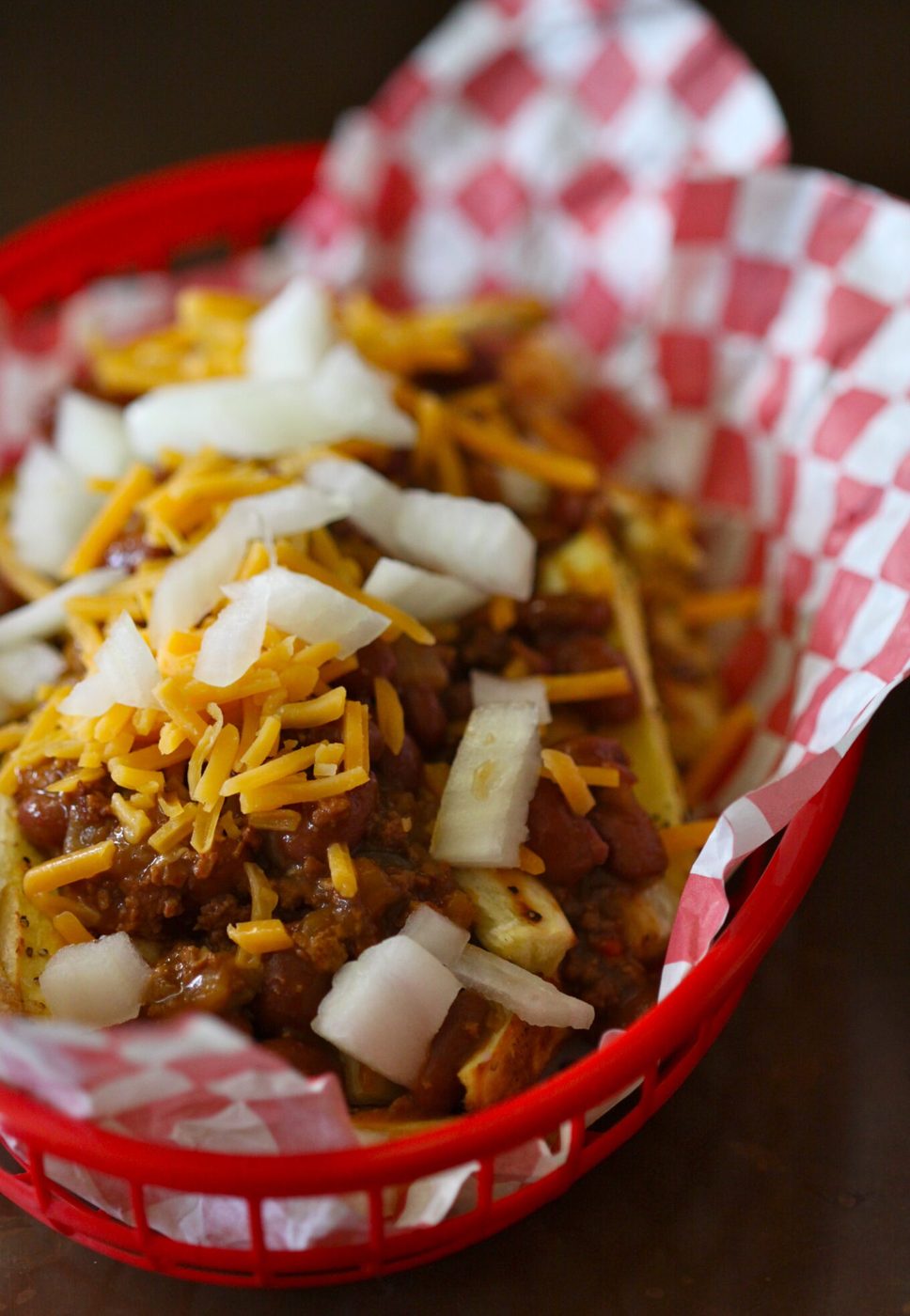 Chili cheese parsnip fries